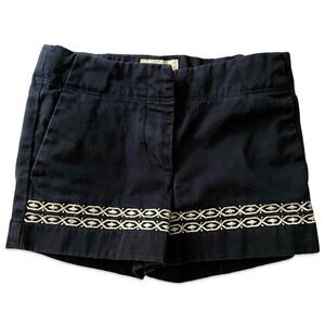 Crewcuts 3T girls embroidered navy chino shorts adjustable waist